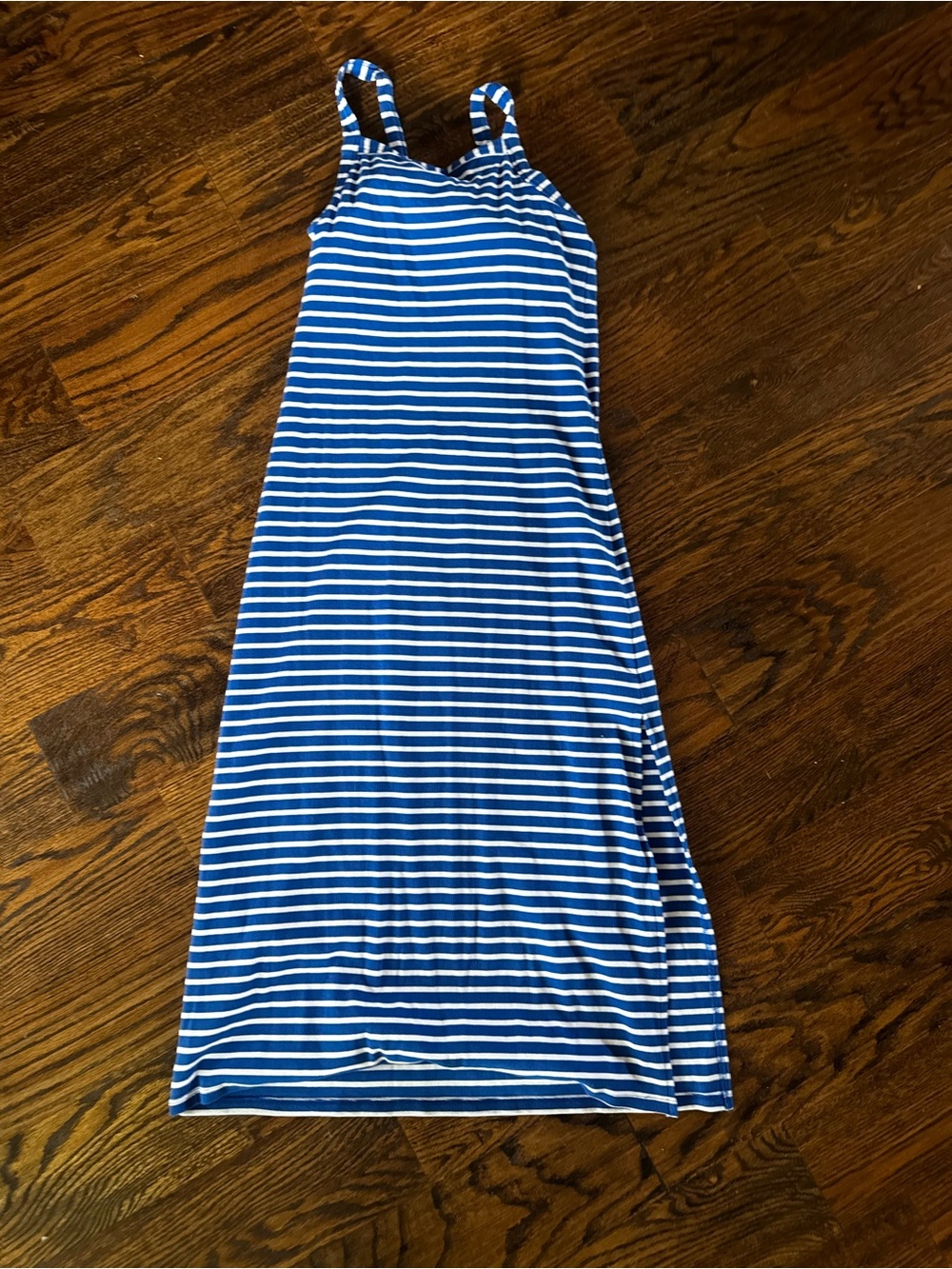 LOFT Blue and White Striped Maxi Dress